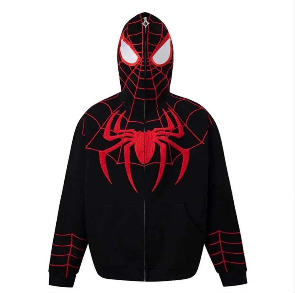 スパイダーマン フルジップ パーカー ブラック レッド
