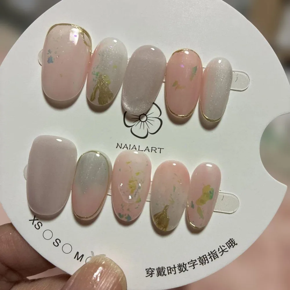 ネイルチップ ピンク ゴールド ラメ M