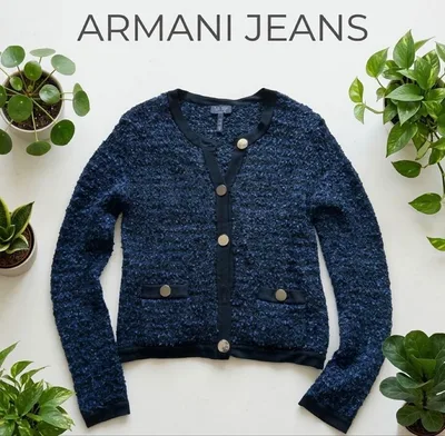 ARMANI JEANS アルマーニジーンズ ツイード風 ニットカーディガン