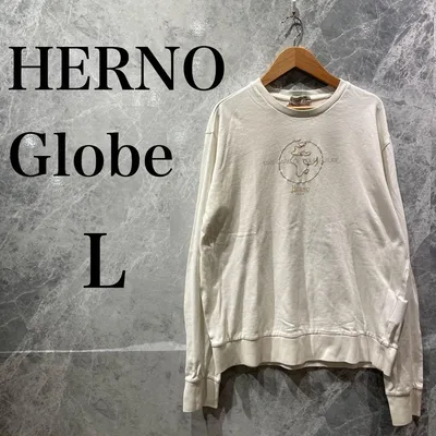 HERNO メンズ L ホワイト トレーナー スウェット 長袖 トップス