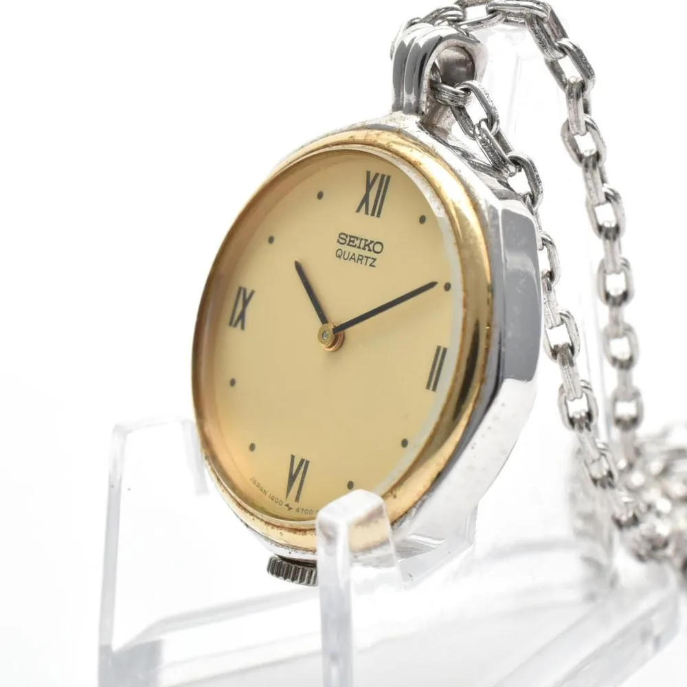 稼働品 SEIKO セイコー ペンダントウォッチ クォーツ シャンパン文字盤