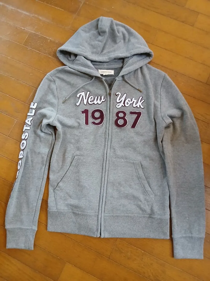 AEROPOSTALE ジップアップパーカー グレー New York Y2K