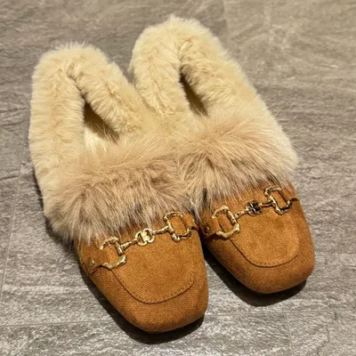 ファー付き ビットモカシン ブラウン