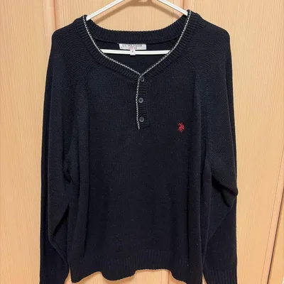 U.S. POLO ASSN. ヘンリーネックニット ブラック M