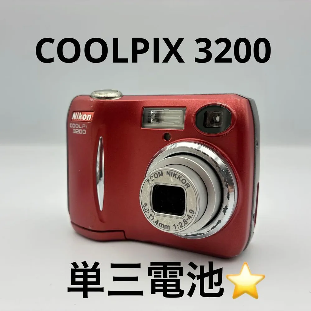 美品★ Nikon COOLPIX 3200 レッド オールドコンデジ 単三電池