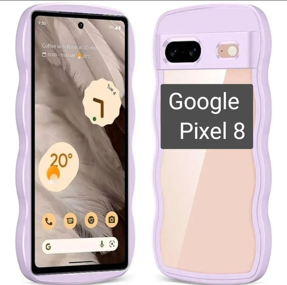 スマホケース Google Pixel 8 カバー クリア パープル ワイヤレス