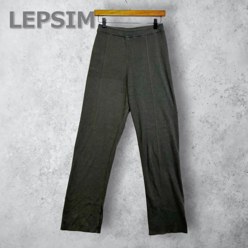 LEPSIM ニットワイドパンツ センタープレス グレー フリーサイズ 洗える