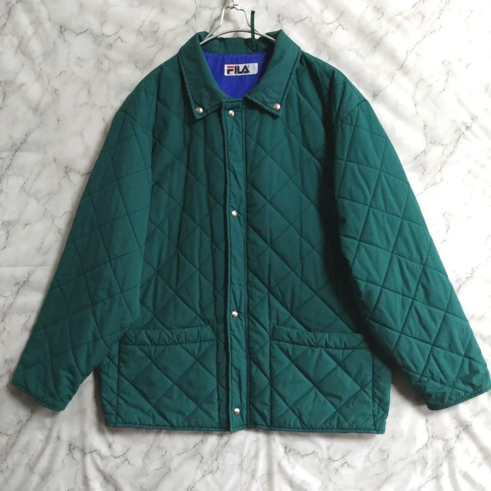 A961 FILA キルティングジャケット L 緑 US古着