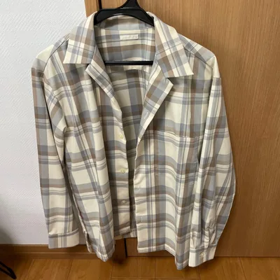 GU 長袖シャツ チェック柄 ベージュ S