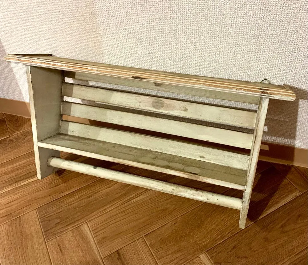 ウォールラック 棚 木製 ペイント ヴィンテージ 雑貨