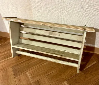 ウォールラック 棚 木製 ペイント ヴィンテージ 雑貨