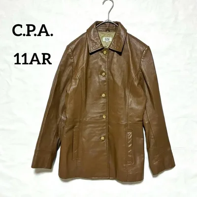 C.P.A. リアルレザージャケット 本革 牛革 ブラウン L ハーフコート