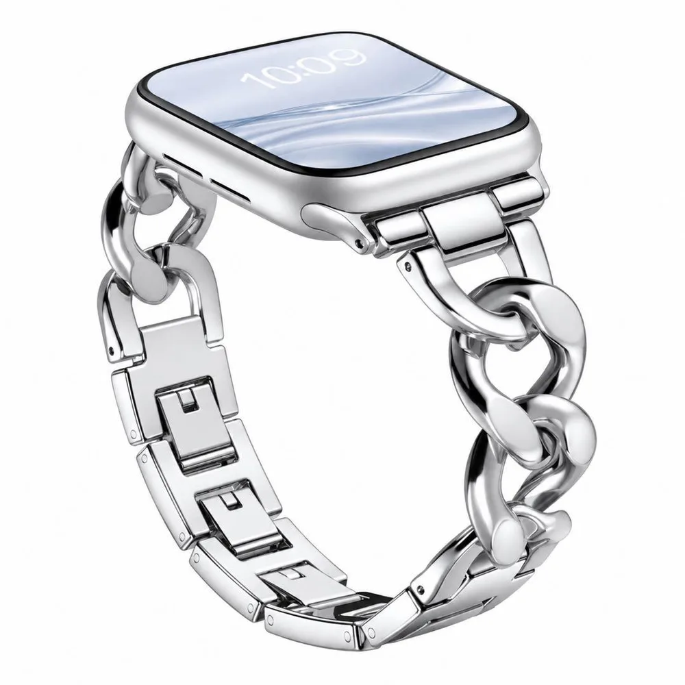 【人気商品】Apple Watch バンド ステンレス チェーン シルバー