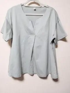 【UNIQLO】マーゼライズコットン キーネック カットソー 薄緑 Mサイズ
