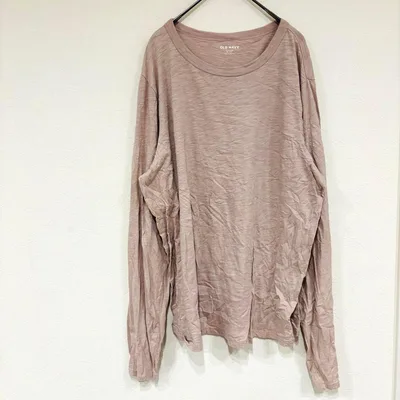 オールドネイビー カットソー クルーネック 長袖【XL】薄桃 綿 デイリー
