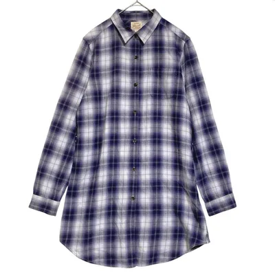 UNIQLO ユニクロ チェック ミドル丈ネルシャツ 紫 L
