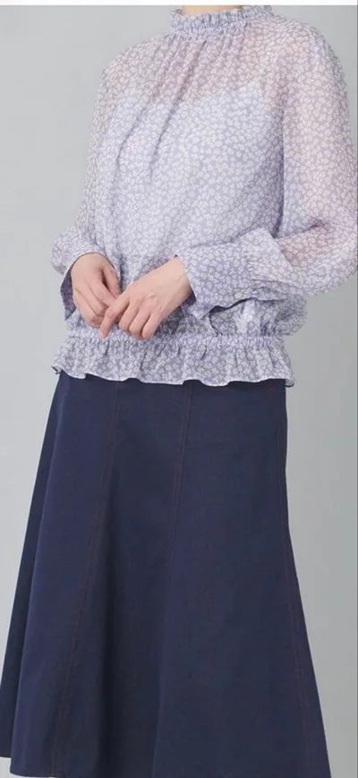【美品】theory luxe ミニフラワーギャザーブラウス総柄38