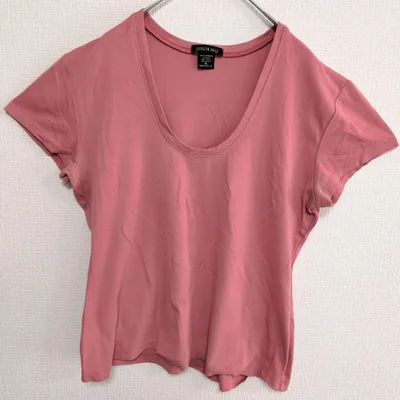 キャリリン ヴェイル Tシャツ Uネック 半袖 無地 XL 桃 ナイロン デート