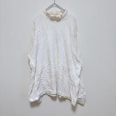 ランズエンド 無地 モックネック 長袖 Tシャツ 白 XL 白 2XL 綿