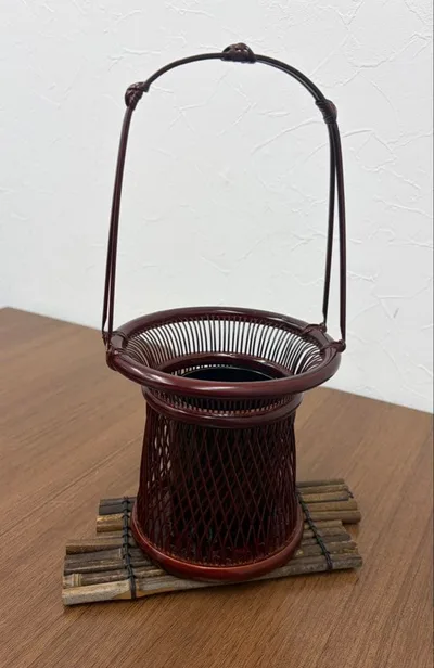 I 竹籠 花入 吊り下げ 花器 茶道具 インテリア