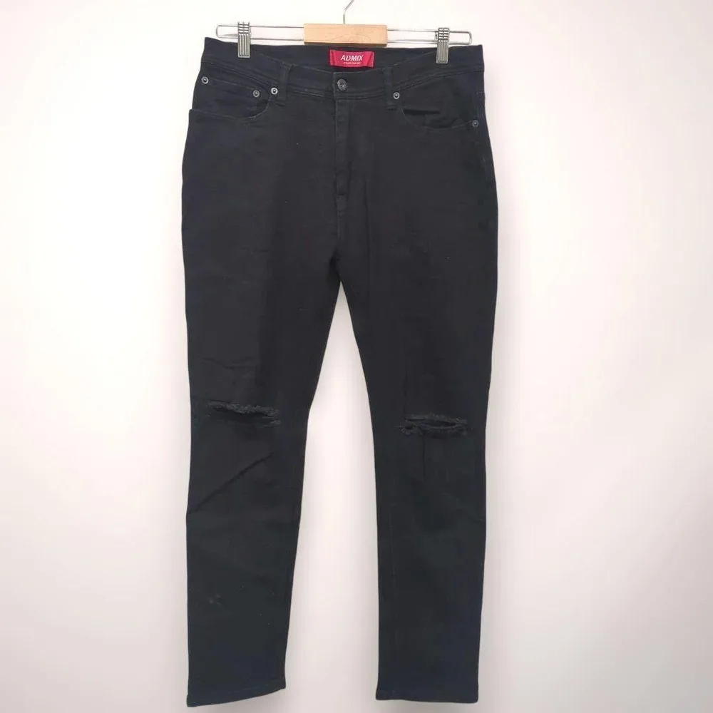 ADMIX スキニーデニムパンツ ブラック ダメージ加工 50(L) ストレッチ