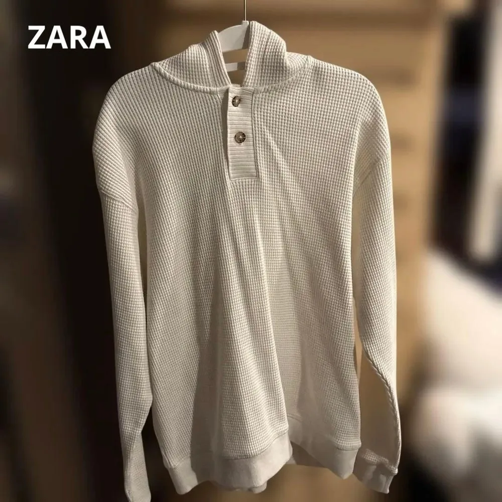 ZARA ワッフルニット フーディー ホワイト L