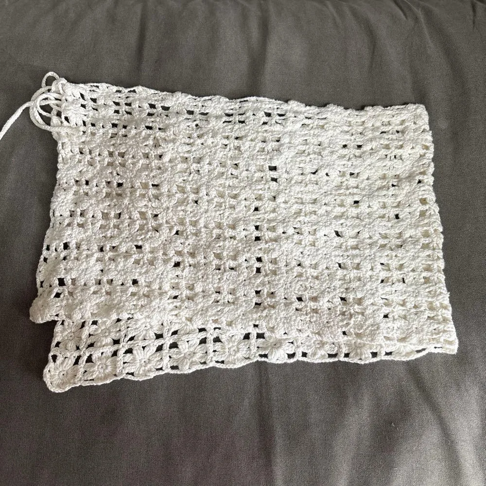 ハンドメイド かぎ編み お花のラップスカート ホワイト