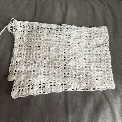 ハンドメイド かぎ編み お花のラップスカート ホワイト