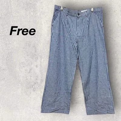 シンプルライフ ワイドパンツ 白 紺 ストライプ 大きめ 楽 カジュアル