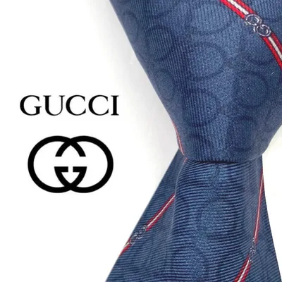 ◆美品◆GUCCI ネクタイ 青色 ストライプ柄 オシャレ