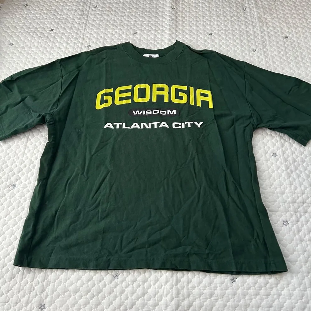 【7982】WEGO ウィゴー 五分袖Tシャツ メンズ グリーン 綿100 L