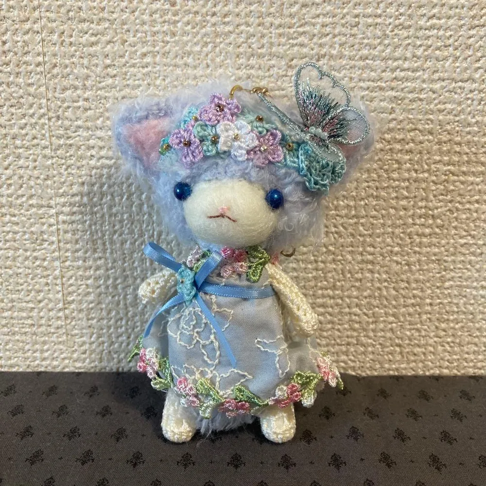 作家様 ハンドメイド 作品 あみぐるみ バッグチャーム 猫 フェアリー
