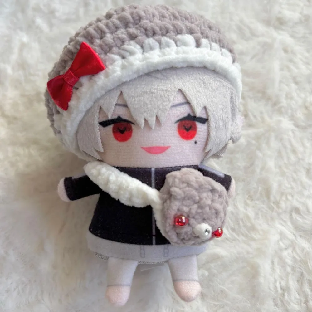 【グレー】ベレー帽 ポシェット セット にじぱぺっと ぬい服 10cm