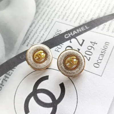 【 1セット / 2個 】CHANEL ボタン ベロア ベージュ
