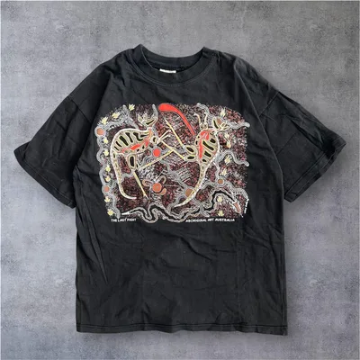 90’s vintage アート Tシャツ オーストラリア製 黒 L アメカジ