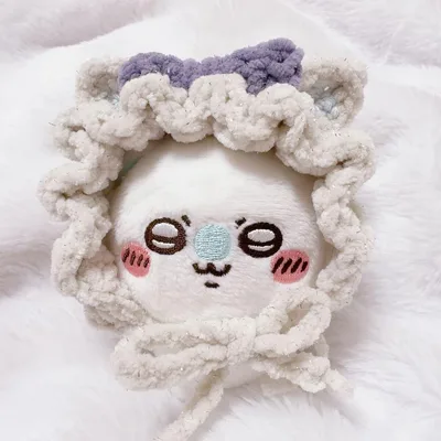 ちいかわ おすわりぬいぐるみ 帽子 ハンドメイド 編み物 ぬい服 猫 リボン