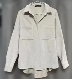 ZARA コーデュロイ 長袖シャツ ホワイト