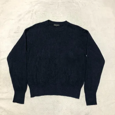 カシミヤ100% Cashmere ニットセーター ネイビー メンズMサイズ