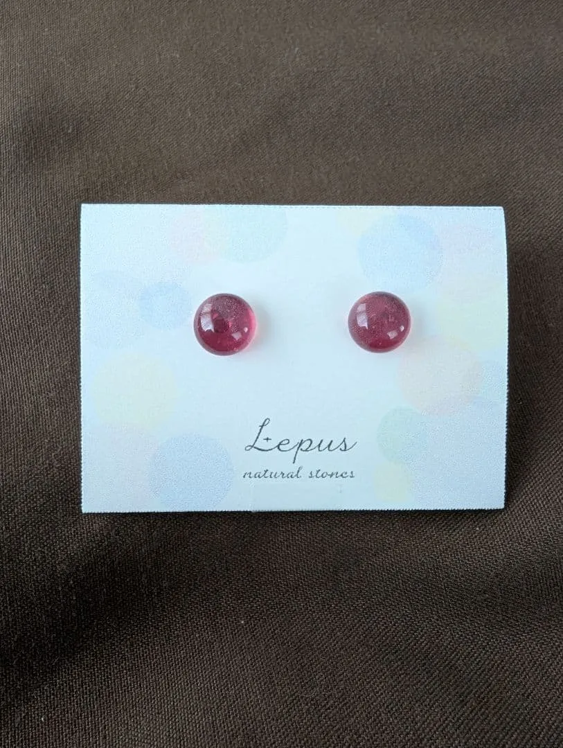 Lepus ガラス 丸玉ピアス レッド系