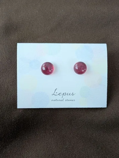 Lepus ガラス 丸玉ピアス レッド系