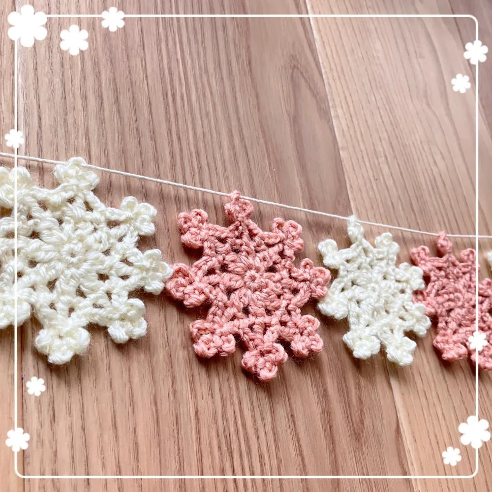 【くすみピンク×白】クリスマスガーランド