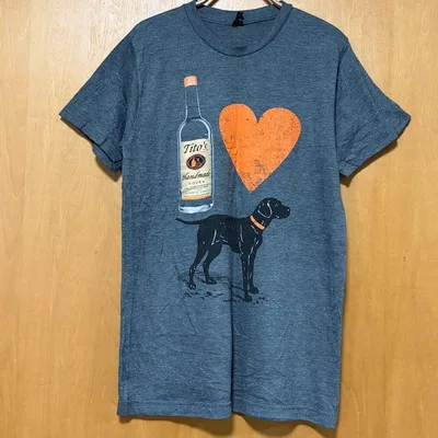 US古着 Tito’s Vodkaティトーズ ウオッカ Tシャツ 犬 S グレー