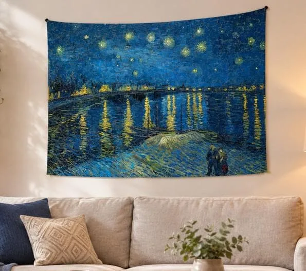 ☆ゴッホ ローヌ川の星月夜 タペストリー 壁掛け アート インテリア