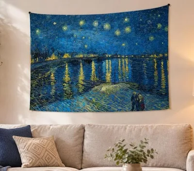 ☆ゴッホ ローヌ川の星月夜 タペストリー 壁掛け アート インテリア