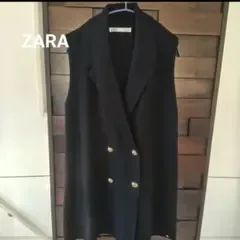 ZARA ニット ダブルボタン テーラードジレ ベスト 金ボタン