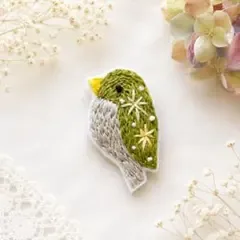 刺繍ブローチ ヘアゴム マグネット キーホルダー 鳥