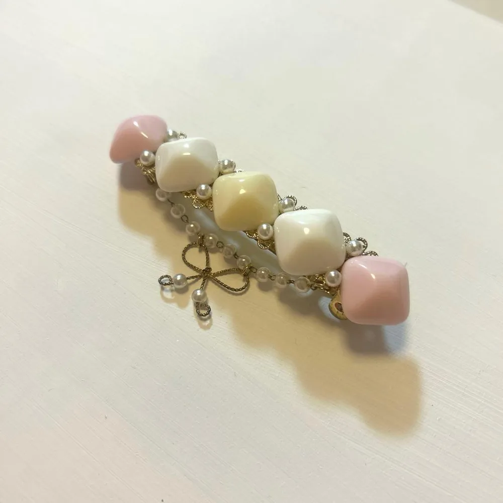 ハンドメイド品 バレッタ ピンク系