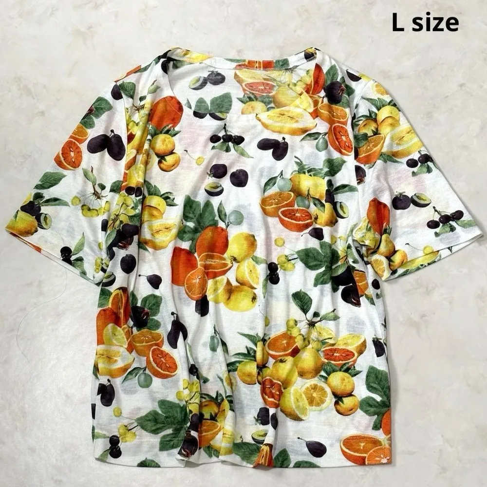 CHRISTIAN AUJARD Tシャツ 半袖カットソー フルーツ 総柄 L