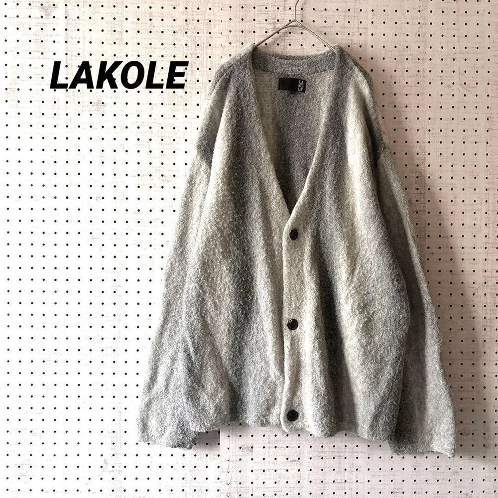 LAKOLE ラコレ ブークレニットカーディガン グレー M ウール混 ゆったり