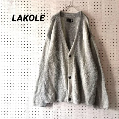 LAKOLE ラコレ ブークレニットカーディガン グレー M ウール混 ゆったり